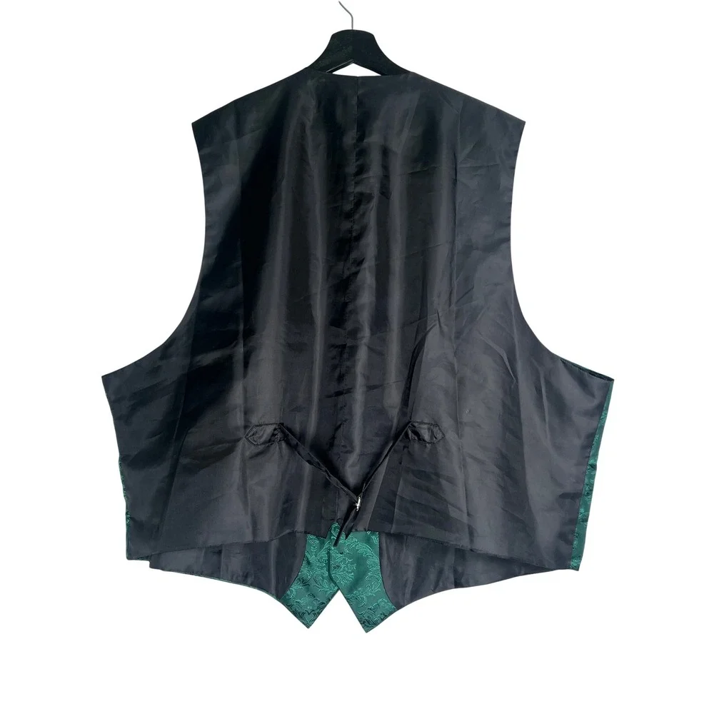 Frontier Classics Mens 3XL Emerald Green Damask Brocade Formal Vest Waistcoat